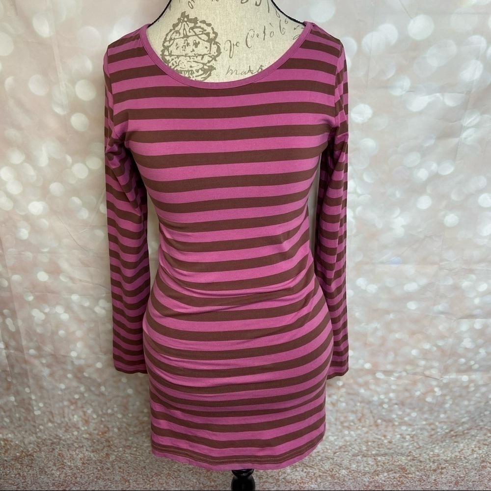 MATILDA JANE Secret Fields Striped Tunic Tee Callie Pink/Brown Medium
